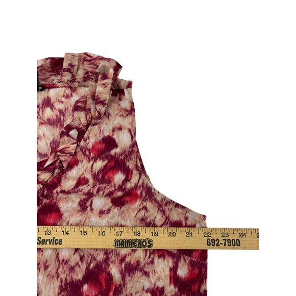 Ann Taylor Women's Mottled Pink Sleeveless Ruffle V Neck Top Blouse Size 18 - Picture 8 of 10